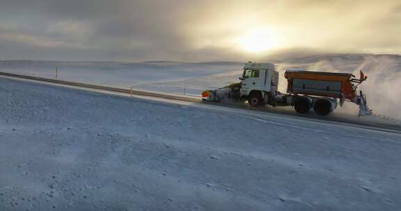 扫雪，卡车，铲雪，雪