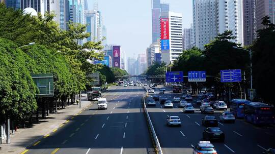 深圳车流延时城市道路交通深南大道车来车往