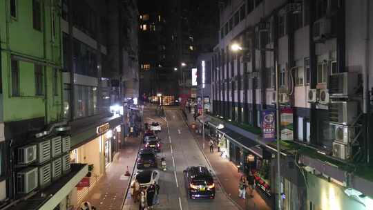 香港中环马路街景夜景