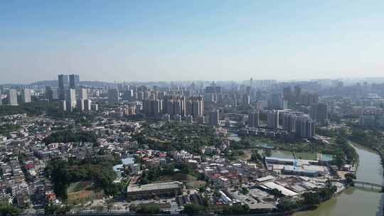 航拍江门大景江门城市建设