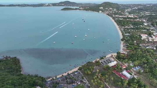 泰国苏梅岛波普海滩海湾航拍自然景观视频素材模板下载