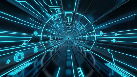 科技感蓝色隧道穿梭画面