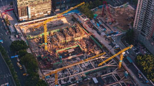 4k延时深圳高楼建设施工繁忙场景