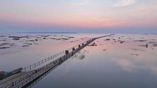 江西九江永修吴城最美水上公路航拍