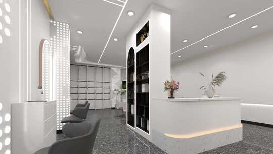 现代简约美容理发店室内设计空镜合集