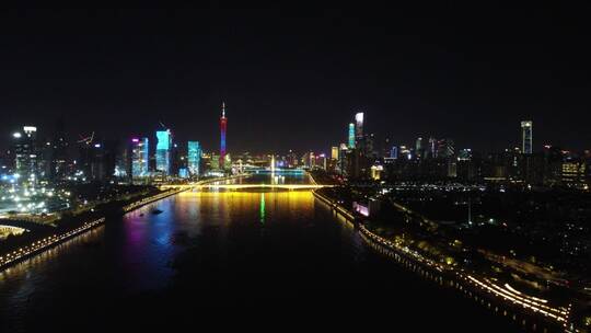 广东省广州市市中心城市夜景航拍