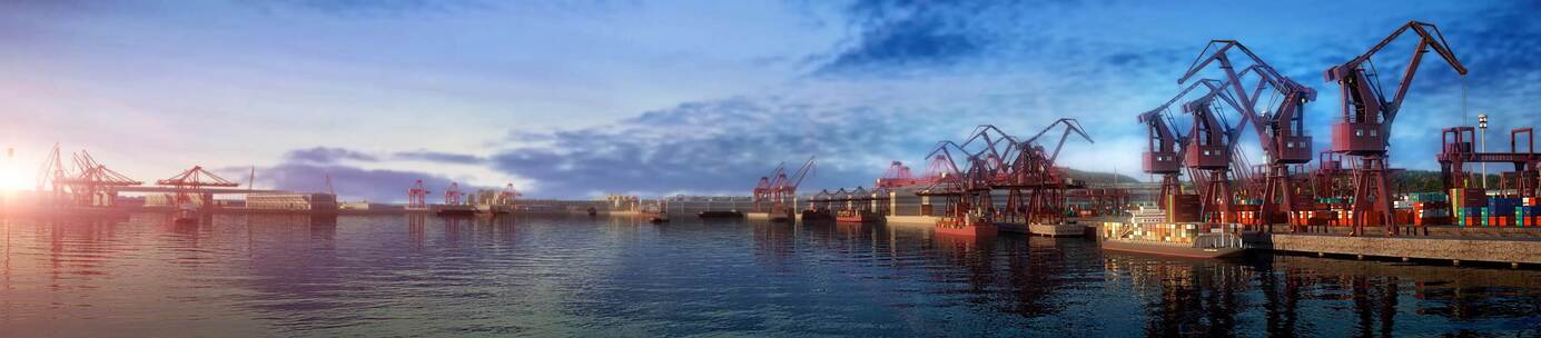 码头港口集装箱航运贸易三维动画