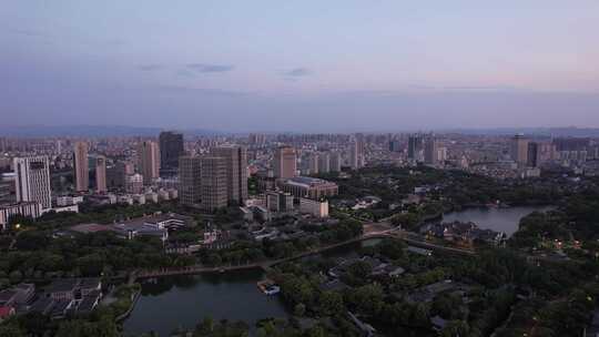 浙江宁波城市清晨日出彩霞航拍