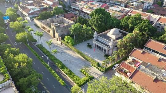 泉州清净寺航拍伊斯兰教建筑光明城旅游景点