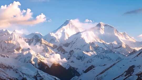 日出雪山山峰山脉云海唯美雪景风景风光ai