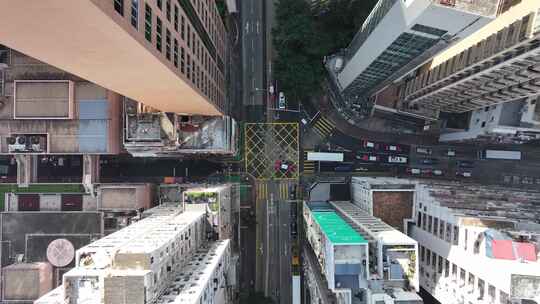 俯拍香港街道交通