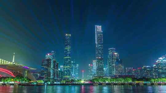 广州国际灯光节珠江新城摩天大楼夜景灯光秀