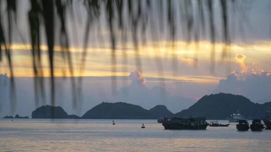 越南海港的日落镜头
