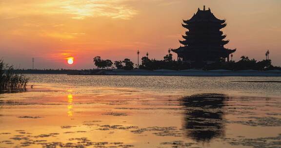 江苏苏州重元寺夕阳延时摄影