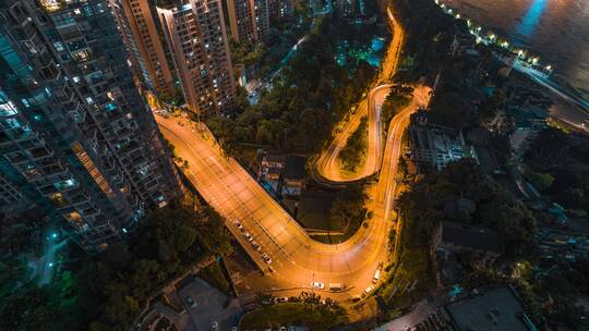 重庆_慈云路夜景_重庆道路_夜景固定延时