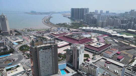 广东珠海拱北口岸航拍视频素材模板下载