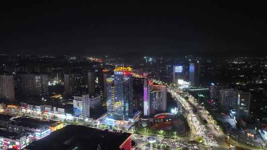 东莞市大朗镇夜景航拍城镇商场商城繁华夜晚