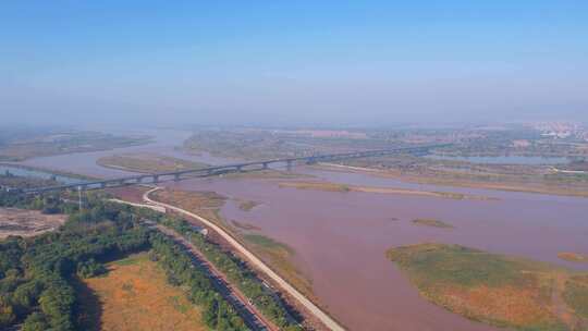 航拍宁夏吴忠黄河宁夏黄河母亲河视频素材模板下载