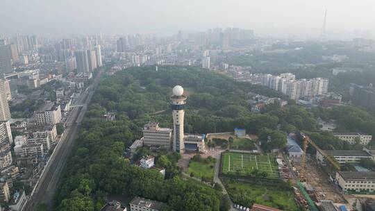 航拍湖北宜昌城市建设清晨