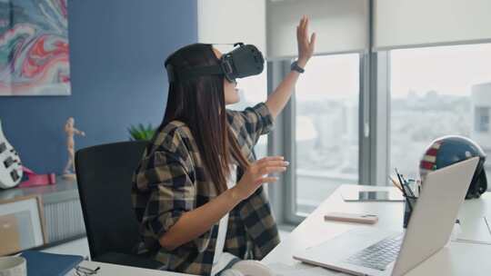 VR，耳机，办公室，女人