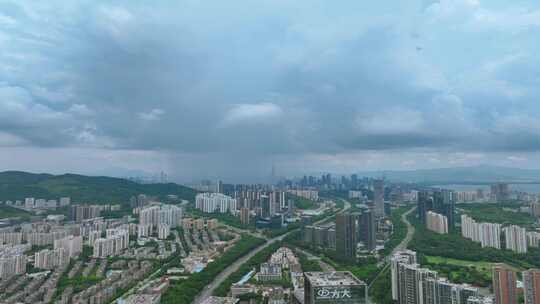 深圳城市航拍延时下雨延时