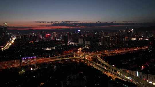 4K-繁华的昆明夜景，昆明西市区夜色航拍视频素材模板下载