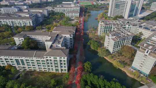 航拍福建江夏学院景观