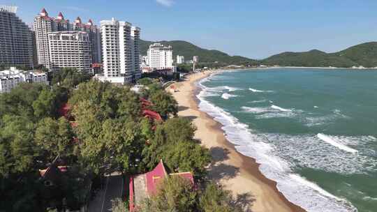 广东汕头南澳岛青澳湾海岸沙滩自然风光航拍