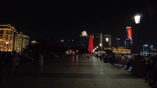 上海南京东路外滩外白渡桥黄浦区夜景4K实拍