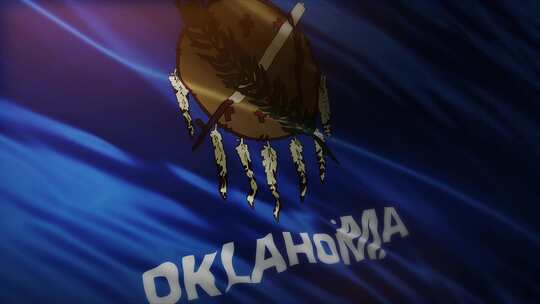 俄克拉荷马州国旗挥舞-4K视频素材模板下载