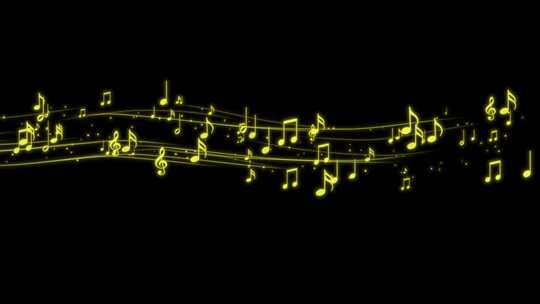 金色音符路径飘飞五线谱AE模板