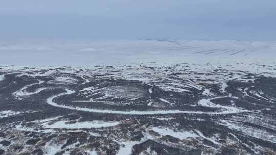 额尔古纳冬季自然风光根河湿地雪景