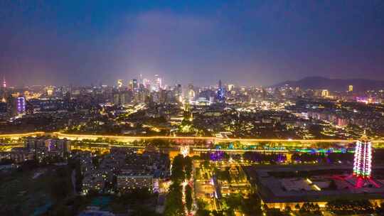 江苏南京中华门夜景航拍移动延时