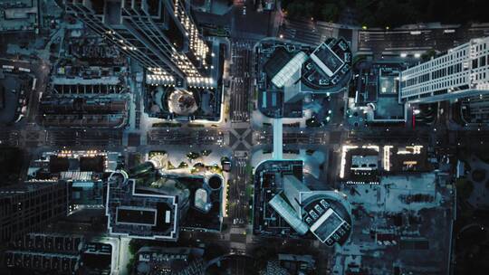 上海城市疫情闹市区夜景马路航拍视频素材模板下载