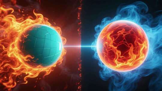 火焰环绕的双色球体素材