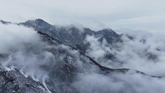 高山雪后云海航拍