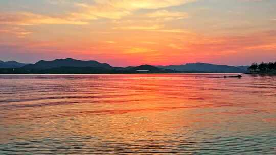 大自然水库湖泊 日出夕阳航拍