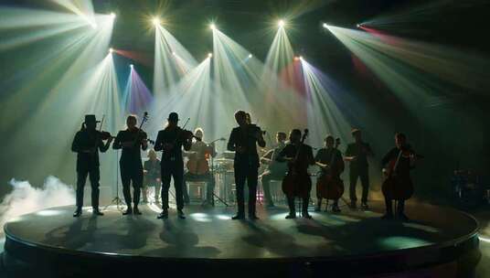 舞台上乐队演奏灯光秀素材