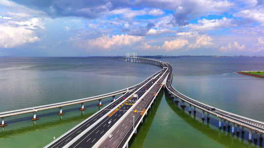 海上大桥  胶州湾跨海大桥 青岛 延时 航拍