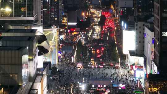 成都春熙路夜景航拍