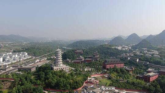 航拍贵阳花溪青岩大兴国寺大善塔