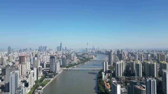 航拍广州珠江城市风光广州城市天际线