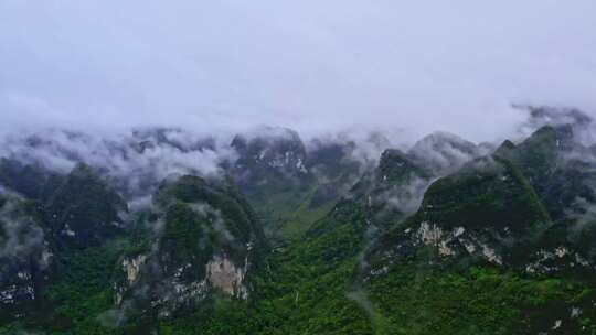 航拍雨后群山云雾缭绕山峦叠嶂山脉山川