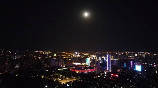 西安城市夜晚体育明亮的月亮3