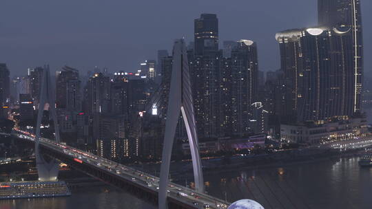 重庆千厮门大桥夜景航拍
