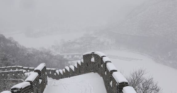 北京黄花城长城雪景4K拍摄