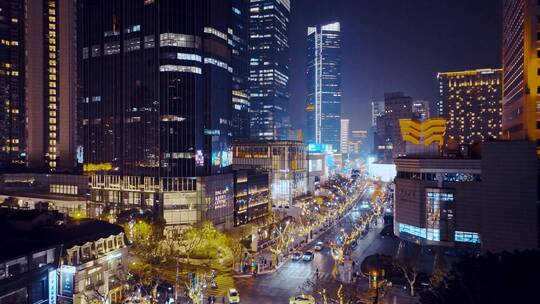 上海静安商圈夜景航拍合集