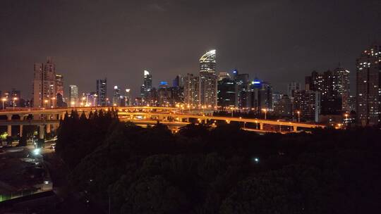 上海延安高架夜景航拍