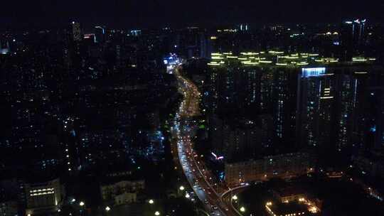 广州城市交通夜景航拍