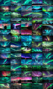 极光极地夜空北极光雪山冰川湖泊森林冰原高清在线视频素材下载